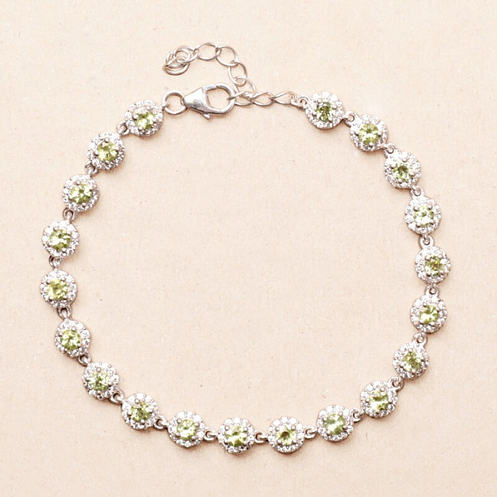 Olivín broušený náramek stříbro Ag 925 BCZB23 - 16 -19 cm