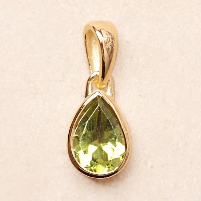 Olivín broušený přívěsek pozlacené stříbro Ag 925 CB-P710G-P - 0