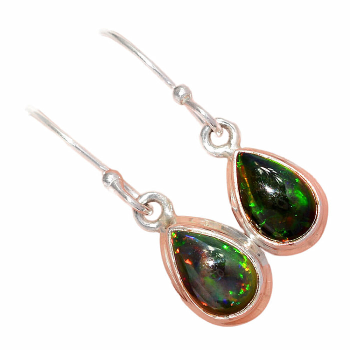 Opál černý etiopský náušnice stříbro Ag 925 E109 - 0