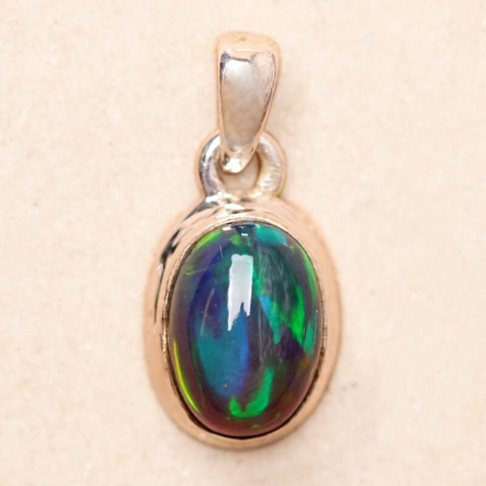 Opál černý etiopský přívěsek stříbro Ag 925 P593 - 1