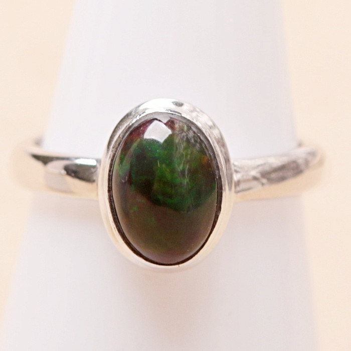 Opál černý etiopský prsten stříbro Ag 925 R378 - 51 mm (US 5