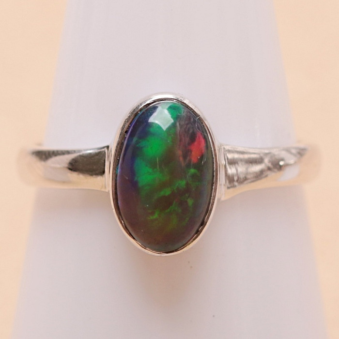 Opál černý etiopský prsten stříbro Ag 925 R392 - 56 mm (US 7