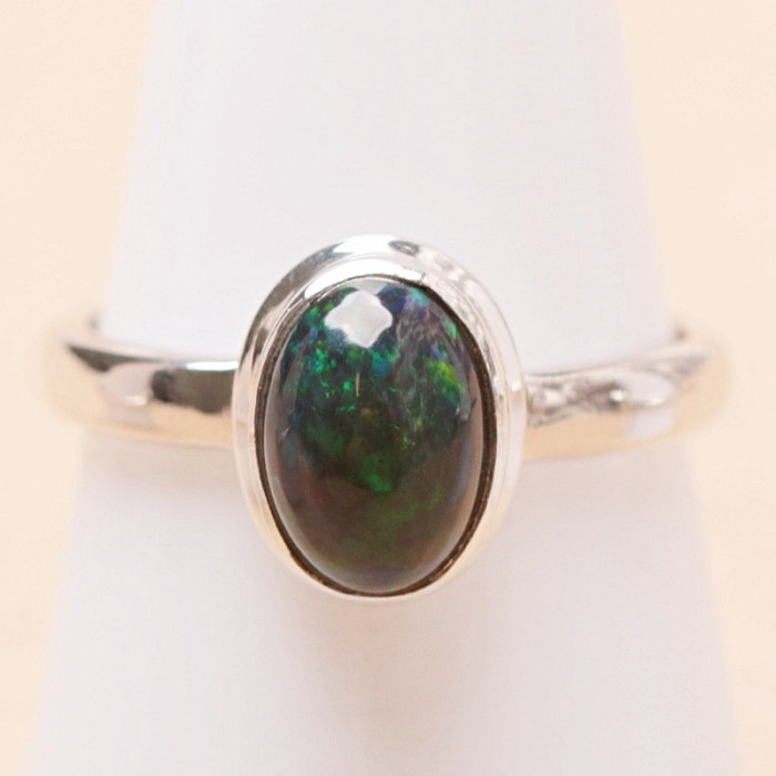 Opál černý etiopský prsten stříbro Ag 925 R395 - 53 mm (US 6