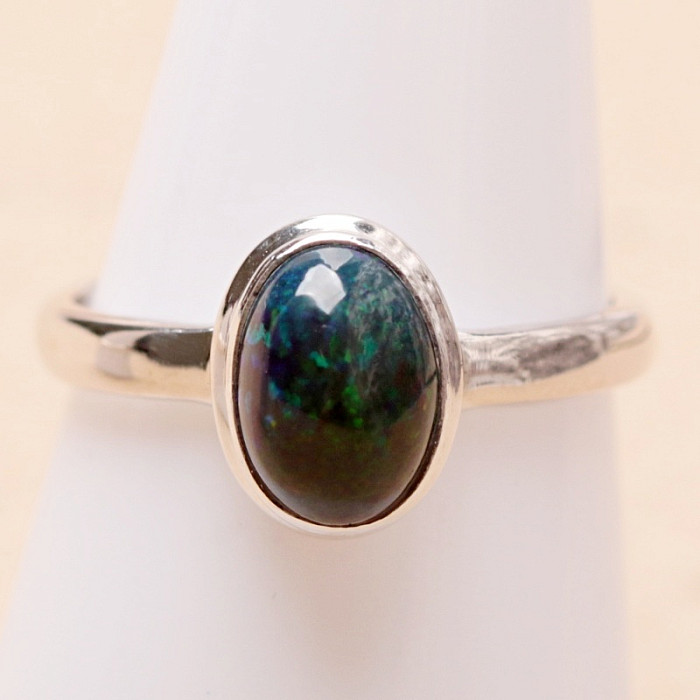 Opál černý etiopský prsten stříbro Ag 925 R406 - 56 mm (US 7