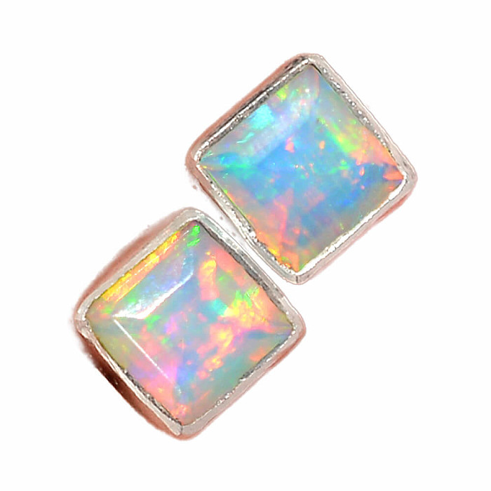 Opál etiopský broušený náušnice pecky stříbro Ag 925 E217 - 0