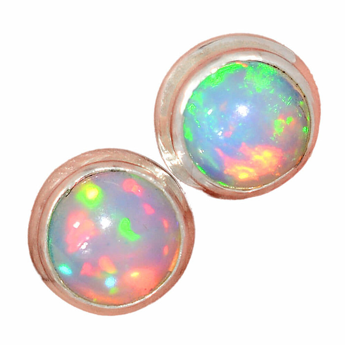 Opál etiopský náušnice pecky stříbro Ag 925 E490 - 0