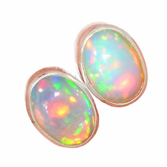 Opál etiopský náušnice pecky stříbro Ag 925 E491 - 0