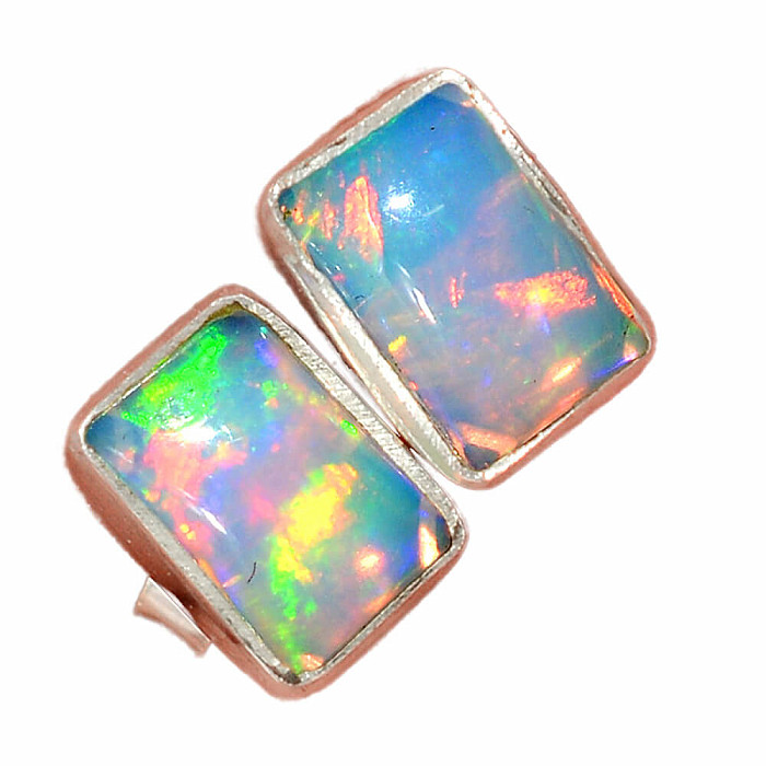 Opál etiopský náušnice pecky stříbro Ag 925 E496 - 0