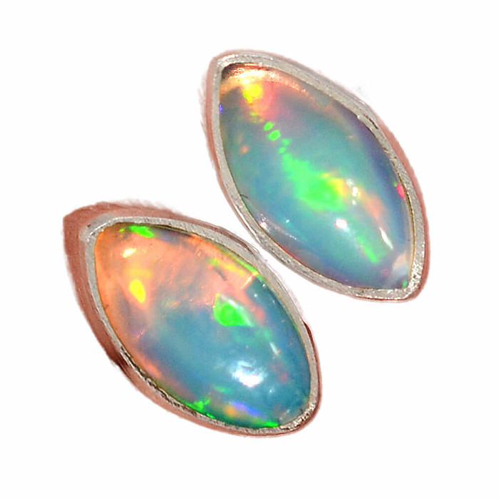 Opál etiopský náušnice pecky stříbro Ag 925 E501 - 0