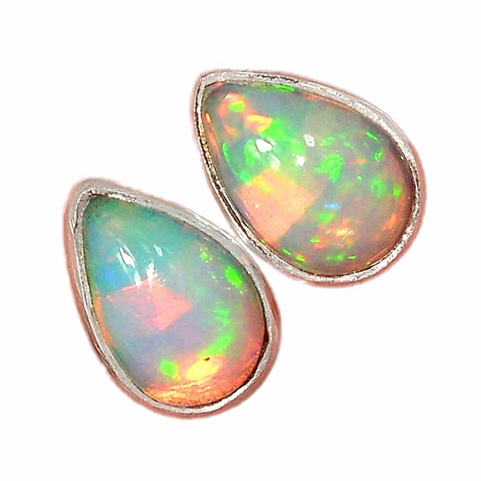 Opál etiopský náušnice pecky stříbro Ag 925 E519 - 0