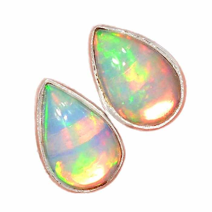 Opál etiopský náušnice pecky stříbro Ag 925 E537 - 0