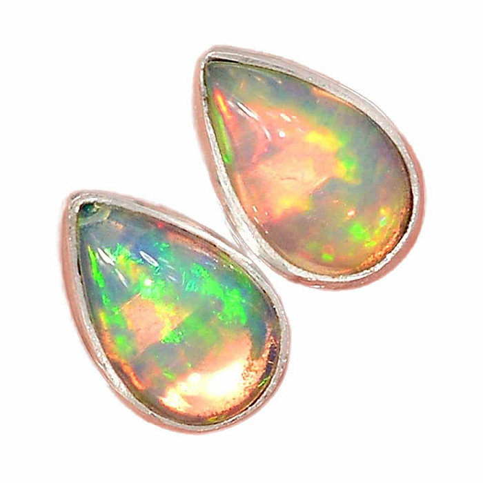 Opál etiopský náušnice pecky stříbro Ag 925 E541 - 0