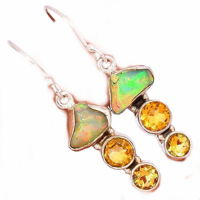 Opál etiopský surový náušnice stříbro Ag 925 E176 - 2