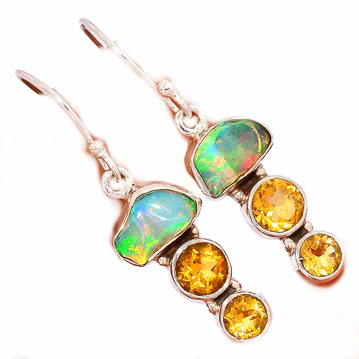 Opál etiopský surový náušnice stříbro Ag 925 E179 - 2