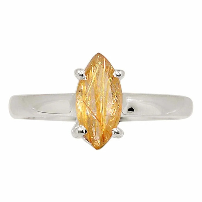 Sagenit křišťál s rutilem broušený prsten stříbro Ag 925 R344 - 60 mm (US 9