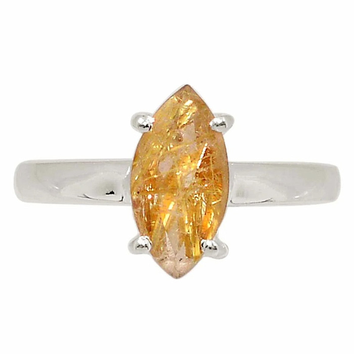 Sagenit křišťál s rutilem broušený prsten stříbro Ag 925 R355 - 57 mm (US 8)