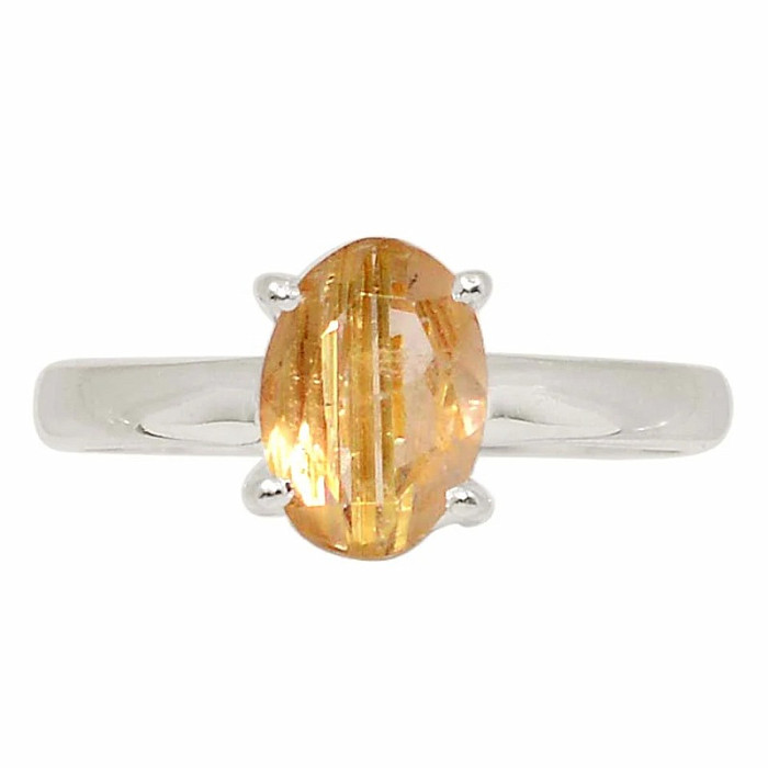 Sagenit křišťál s rutilem broušený prsten stříbro Ag 925 R363 - 60 mm (US 9