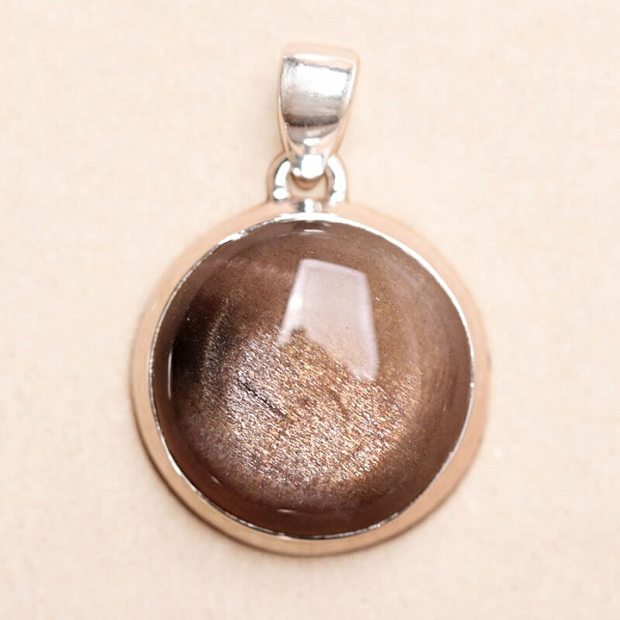 Sluneční kámen černý přívěsek stříbro Ag 925 P331 - 2