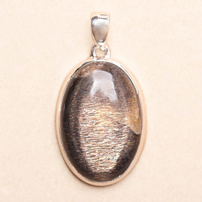 Sluneční kámen černý přívěsek stříbro Ag 925 P469 - 3