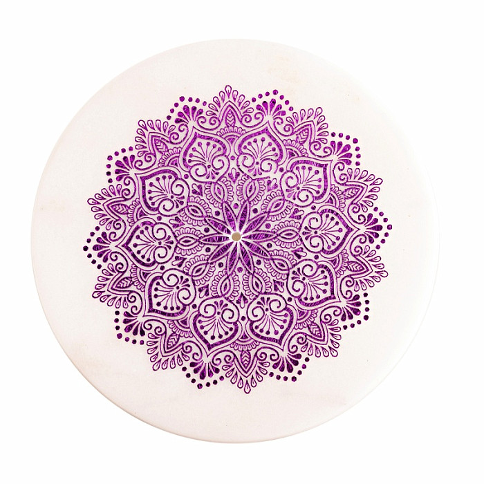 Stojánek mramorový na vonné tyčinky Mandala srdce - cca 10 cm