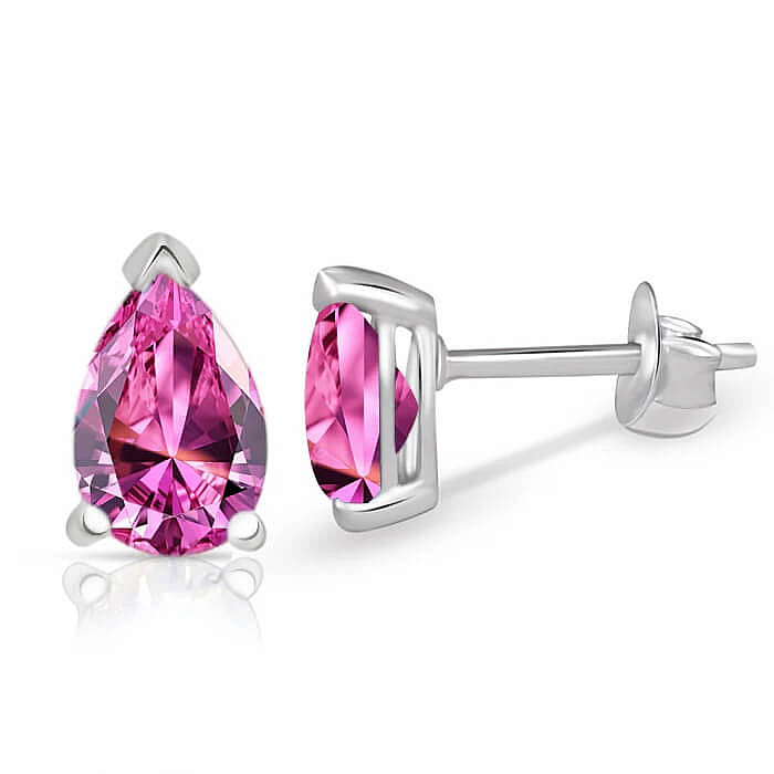 Stříbrné náušnice pecky s růžovými turmalíny SBC-105-PT - 6 mm