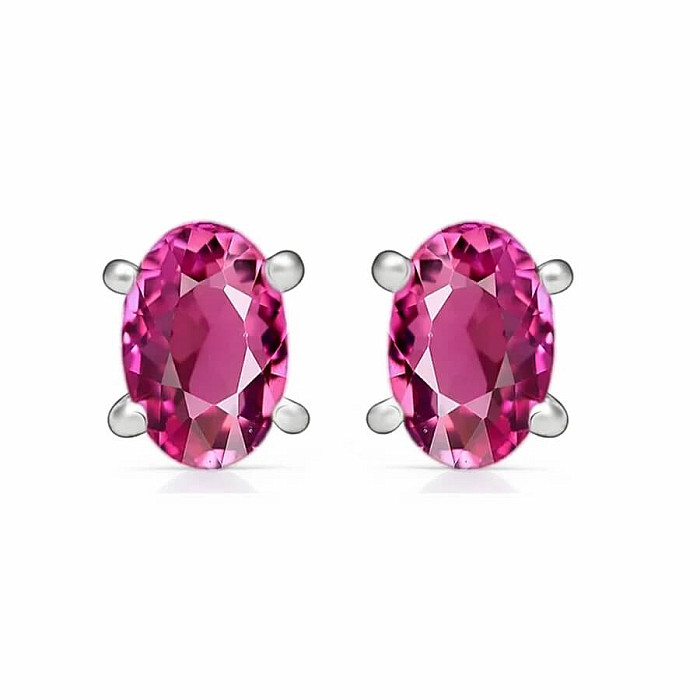 Stříbrné náušnice pecky s růžovými turmalíny SBC-110-PT - 5 mm