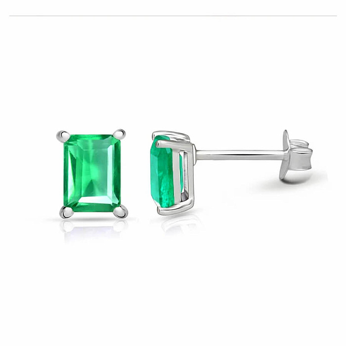 Stříbrné náušnice pecky se zeleným fluoritem SBC-107-GFF - 5 mm