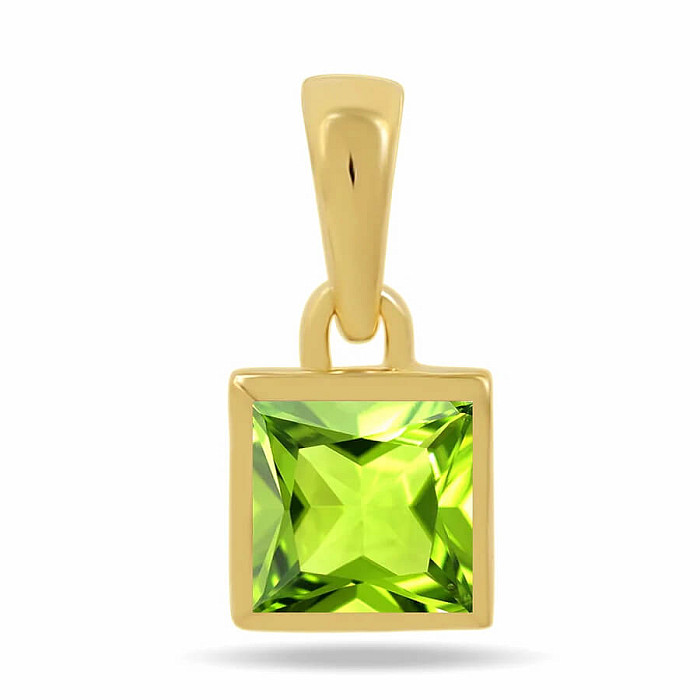 Stříbrný pozlacený přívěsek s olivínem CB-P707G-P - 6 mm