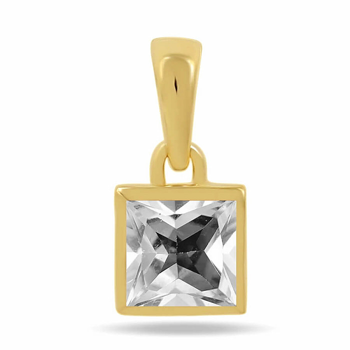 Stříbrný přívěsek pozlacený s bílým topazem CB-P707G-WT - 6 mm