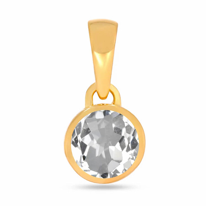 Stříbrný přívěsek pozlacený s bílým topazem CB-P708G-WT - 5 mm