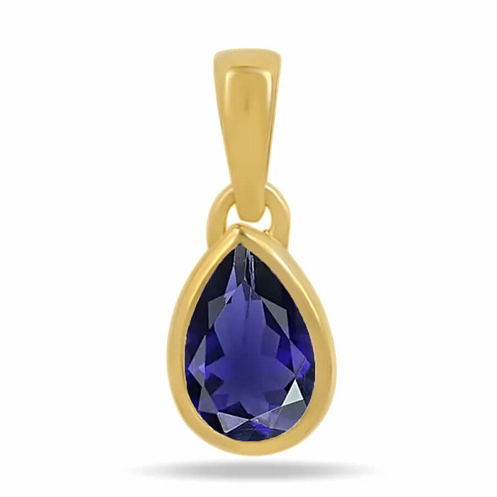 Stříbrný přívěsek pozlacený s iolitem CB-P710G-I - 8 mm