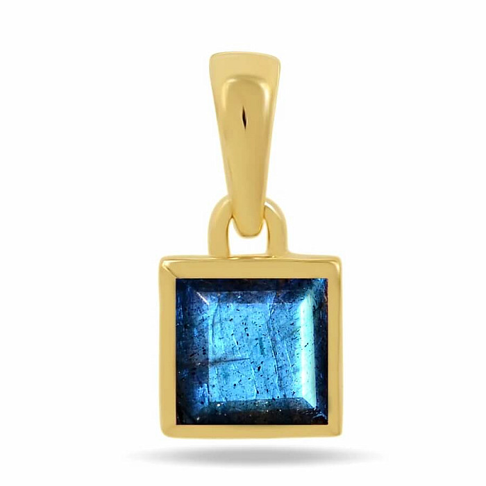 Stříbrný přívěsek pozlacený s labradoritem CB-P707G-LBF - 6 mm