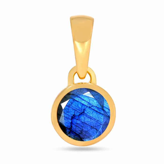 Stříbrný přívěsek pozlacený s labradoritem CB-P708G-LBF - 6 mm