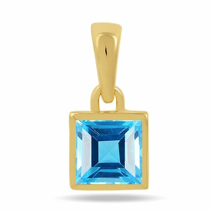 Stříbrný přívěsek pozlacený s modrým topazem CB-P707G-BT - 6 mm