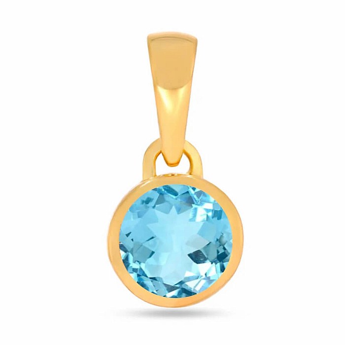 Stříbrný přívěsek pozlacený s modrým topazem CB-P708G-BT - 6 mm