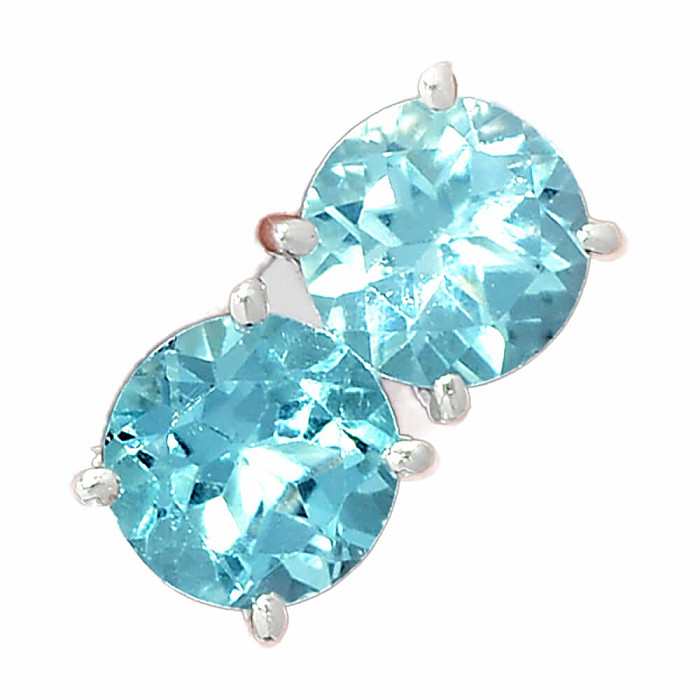 Topaz modrý broušený náušnice pecky stříbro Ag 925 E556 - 0