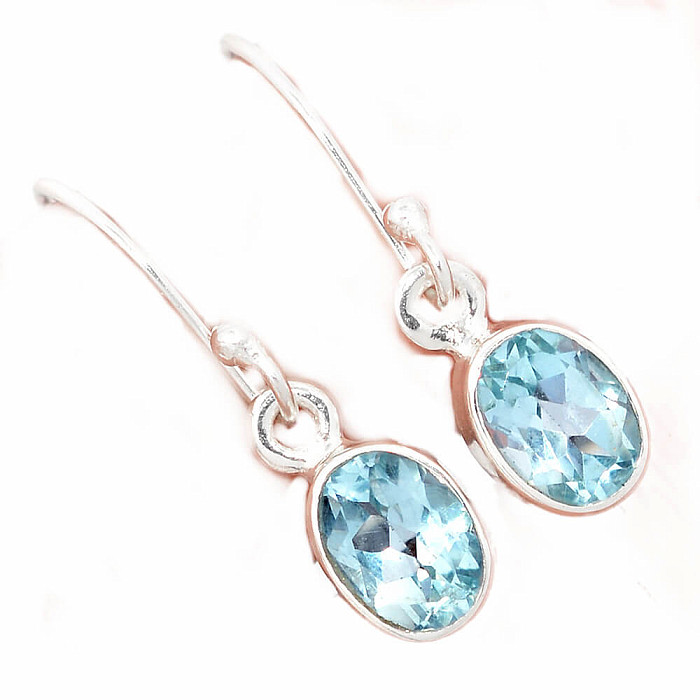 Topaz modrý broušený náušnice stříbro Ag 925 E1465 - 0