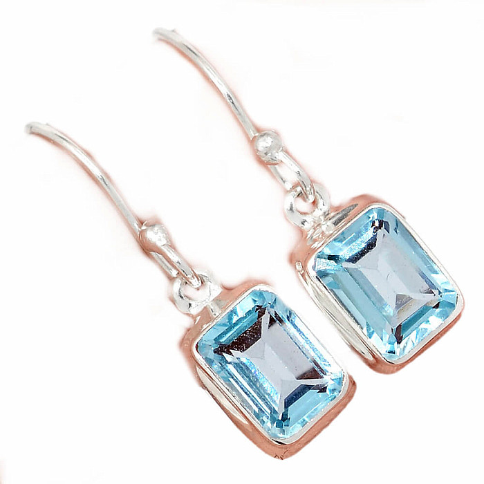 Topaz modrý broušený náušnice stříbro Ag 925 E1496 - 0