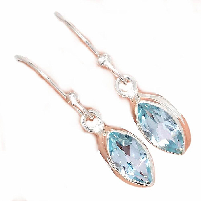 Topaz modrý broušený náušnice stříbro Ag 925 E1520 - 0