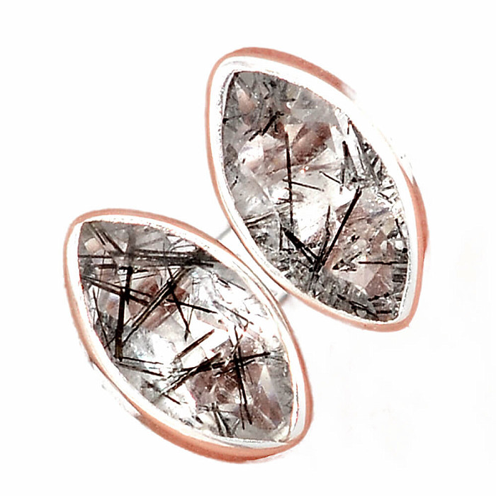 Turmalín v křišťálu broušený náušnice pecky stříbro Ag 925 E102 - 0