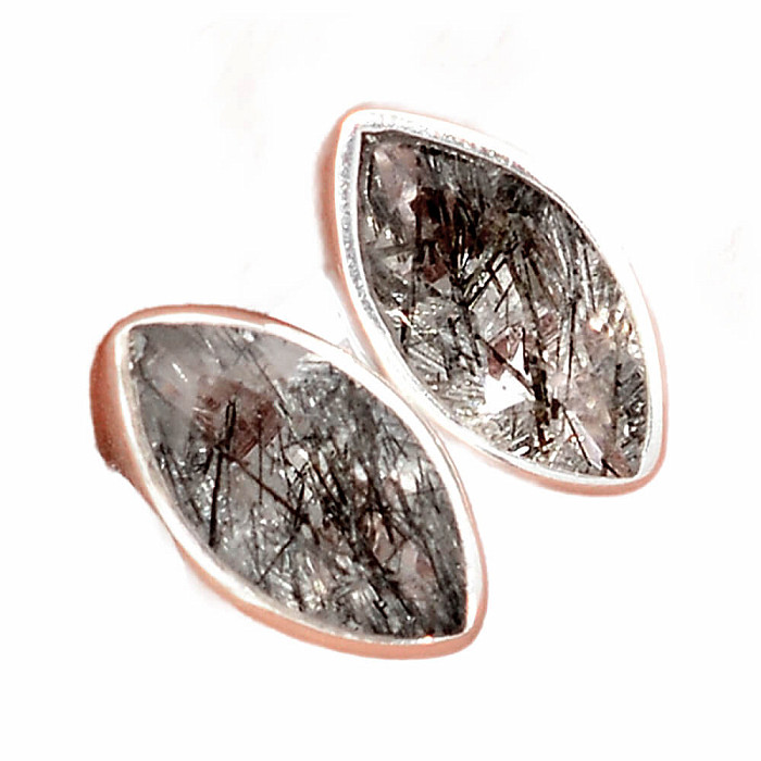 Turmalín v křišťálu broušený náušnice pecky stříbro Ag 925 E80 - 0