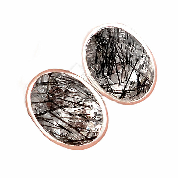 Turmalín v křišťálu broušený náušnice pecky stříbro Ag 925 E81 - 0