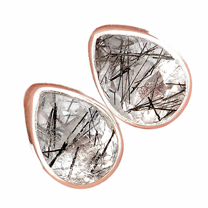 Turmalín v křišťálu broušený náušnice pecky stříbro Ag 925 E96 - 0