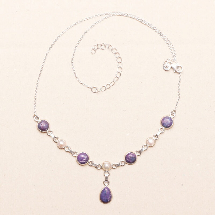 Tyrkys purpurový náhrdelník stříbro Ag 925 MP-615 - 41