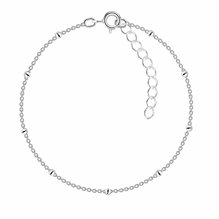 12114 Stříbrný náramek řetízek s kuličkami 18 cm - 18 cm