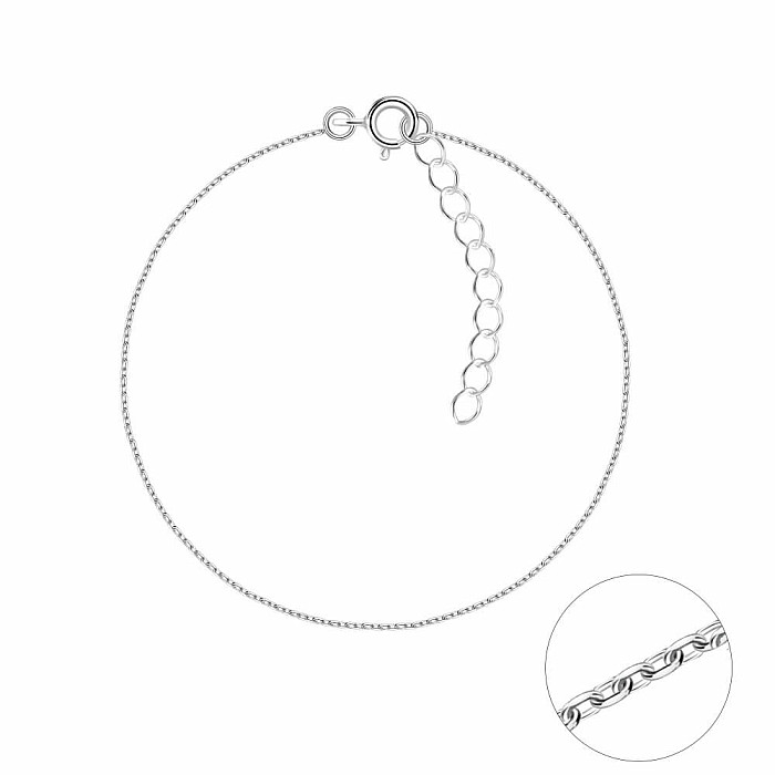 33205 Stříbrný náramek broušený kabelový řetízek 18 cm - 18 cm