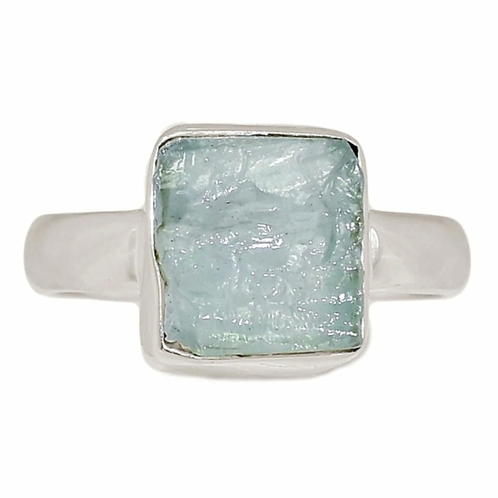 Akvamarín surový prsten stříbro Ag 925 R1677 - 54 mm (US 7)