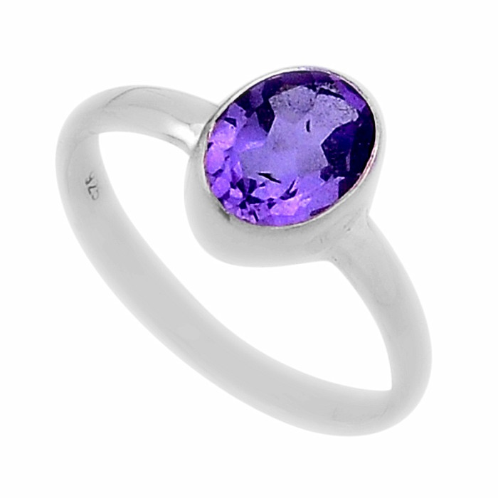 Ametyst broušený prsten stříbro Ag 925 46543 - 59 mm (US 9)