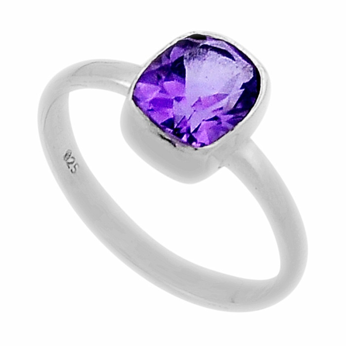 Ametyst broušený prsten stříbro Ag 925 46547 - 59 mm (US 9)