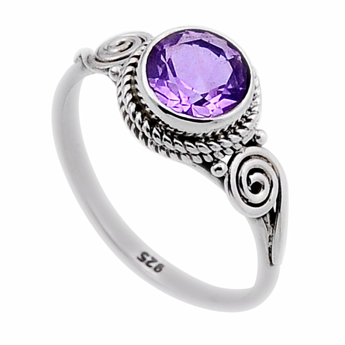 Ametyst broušený prsten stříbro Ag 925 47737 - 57 mm (US 8)